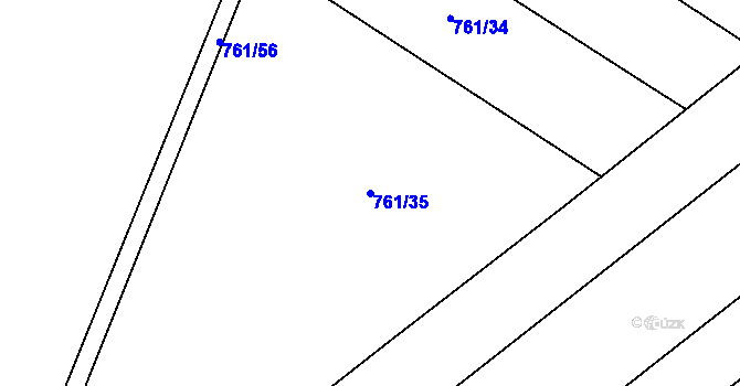 Parcela st. 761/35 v KÚ Louky nad Dřevnicí, Katastrální mapa