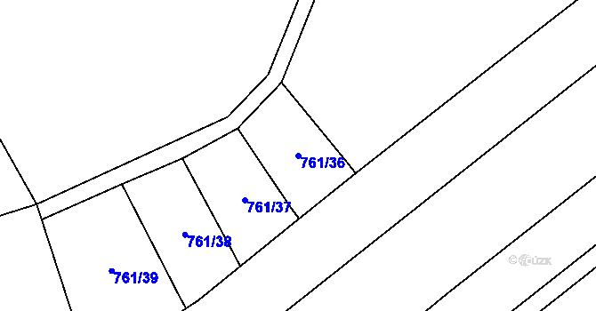 Parcela st. 761/36 v KÚ Louky nad Dřevnicí, Katastrální mapa
