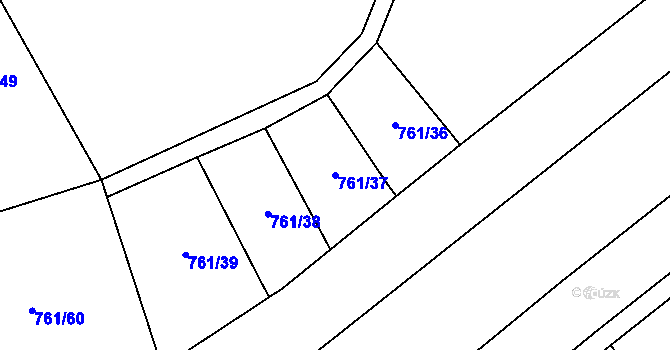 Parcela st. 761/37 v KÚ Louky nad Dřevnicí, Katastrální mapa