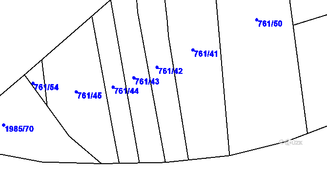 Parcela st. 761/42 v KÚ Louky nad Dřevnicí, Katastrální mapa