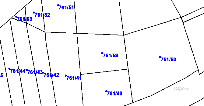 Parcela st. 761/59 v KÚ Louky nad Dřevnicí, Katastrální mapa
