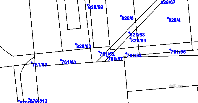 Parcela st. 761/62 v KÚ Louky nad Dřevnicí, Katastrální mapa
