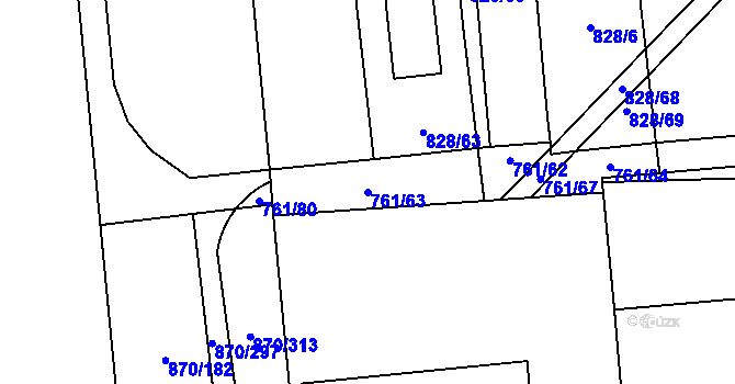 Parcela st. 761/63 v KÚ Louky nad Dřevnicí, Katastrální mapa