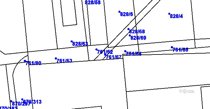 Parcela st. 761/67 v KÚ Louky nad Dřevnicí, Katastrální mapa