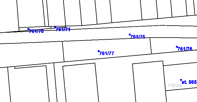 Parcela st. 761/77 v KÚ Louky nad Dřevnicí, Katastrální mapa