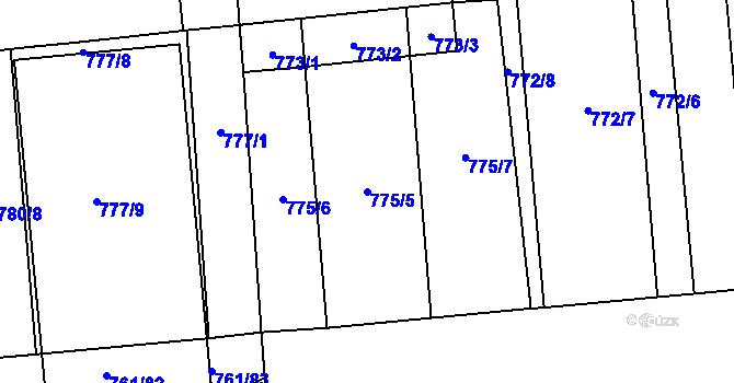 Parcela st. 775/5 v KÚ Louky nad Dřevnicí, Katastrální mapa
