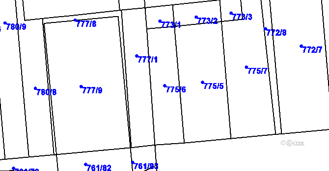 Parcela st. 775/6 v KÚ Louky nad Dřevnicí, Katastrální mapa
