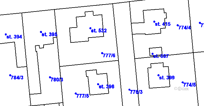 Parcela st. 777/6 v KÚ Louky nad Dřevnicí, Katastrální mapa