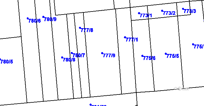 Parcela st. 777/9 v KÚ Louky nad Dřevnicí, Katastrální mapa