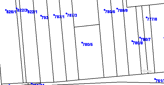 Parcela st. 780/5 v KÚ Louky nad Dřevnicí, Katastrální mapa