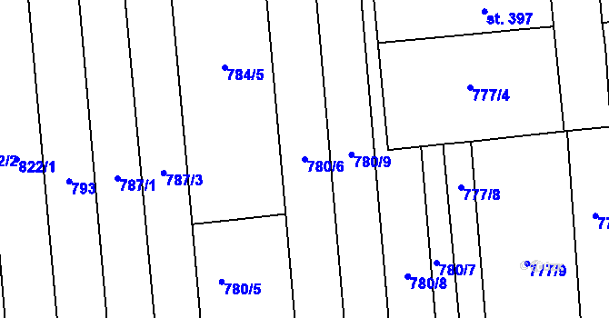 Parcela st. 780/6 v KÚ Louky nad Dřevnicí, Katastrální mapa