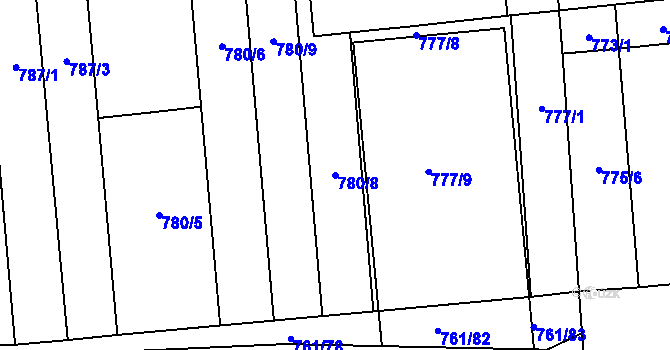 Parcela st. 780/8 v KÚ Louky nad Dřevnicí, Katastrální mapa