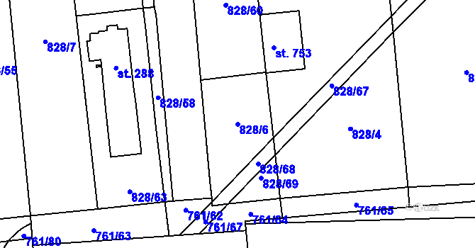 Parcela st. 828/6 v KÚ Louky nad Dřevnicí, Katastrální mapa