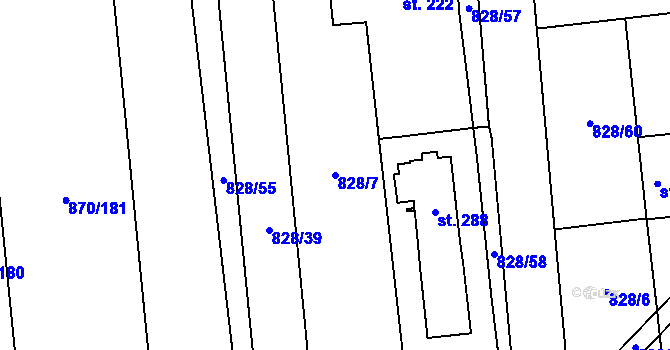 Parcela st. 828/7 v KÚ Louky nad Dřevnicí, Katastrální mapa