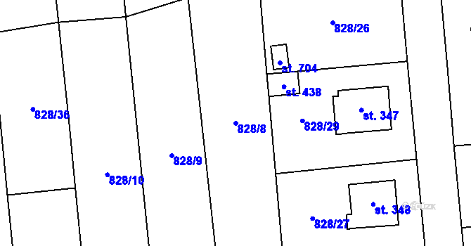 Parcela st. 828/8 v KÚ Louky nad Dřevnicí, Katastrální mapa