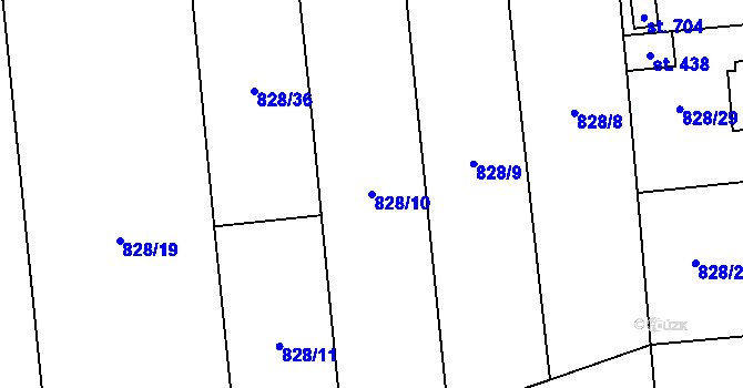 Parcela st. 828/10 v KÚ Louky nad Dřevnicí, Katastrální mapa