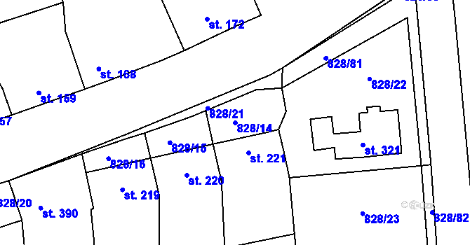 Parcela st. 828/14 v KÚ Louky nad Dřevnicí, Katastrální mapa