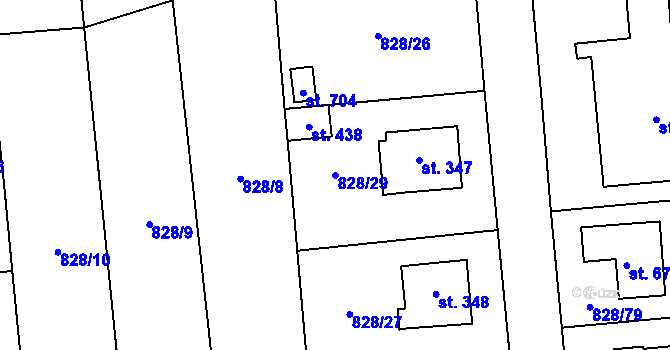 Parcela st. 828/29 v KÚ Louky nad Dřevnicí, Katastrální mapa