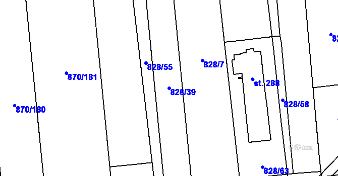 Parcela st. 828/39 v KÚ Louky nad Dřevnicí, Katastrální mapa