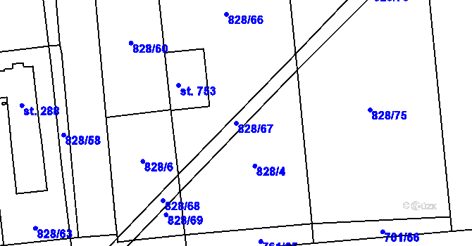 Parcela st. 828/67 v KÚ Louky nad Dřevnicí, Katastrální mapa