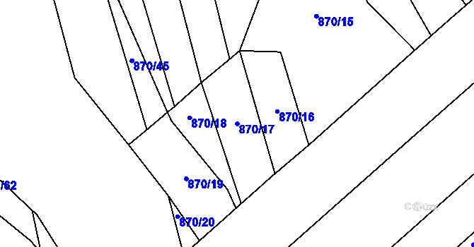 Parcela st. 870/17 v KÚ Louky nad Dřevnicí, Katastrální mapa