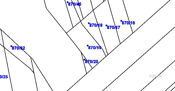 Parcela st. 870/19 v KÚ Louky nad Dřevnicí, Katastrální mapa