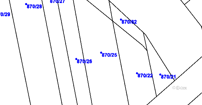 Parcela st. 870/25 v KÚ Louky nad Dřevnicí, Katastrální mapa