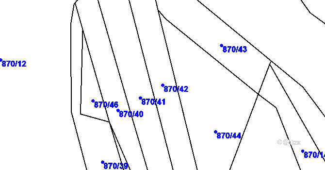 Parcela st. 870/42 v KÚ Louky nad Dřevnicí, Katastrální mapa