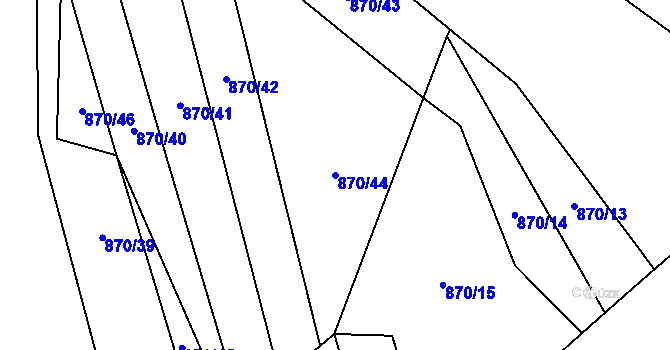Parcela st. 870/44 v KÚ Louky nad Dřevnicí, Katastrální mapa