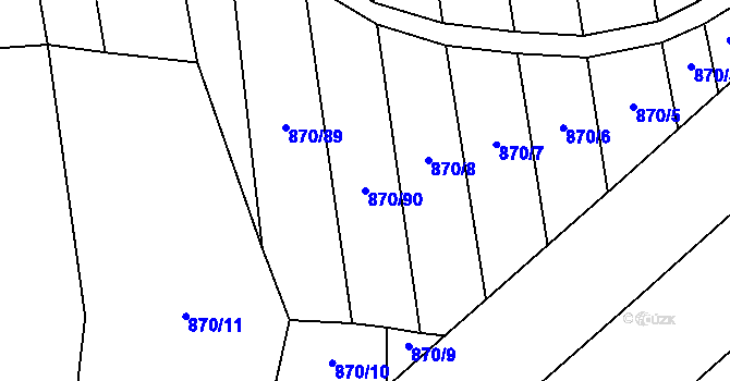Parcela st. 870/90 v KÚ Louky nad Dřevnicí, Katastrální mapa