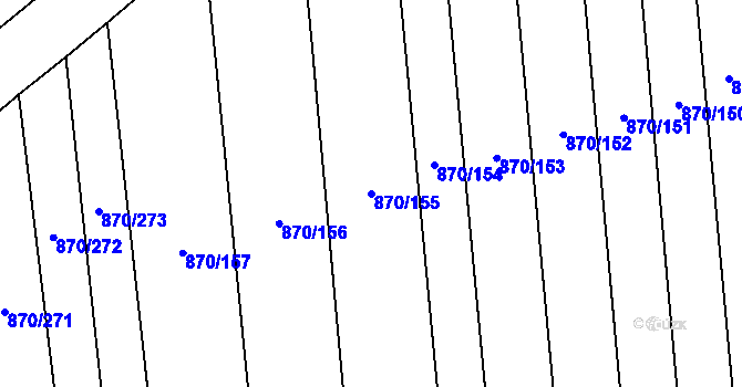 Parcela st. 870/155 v KÚ Louky nad Dřevnicí, Katastrální mapa