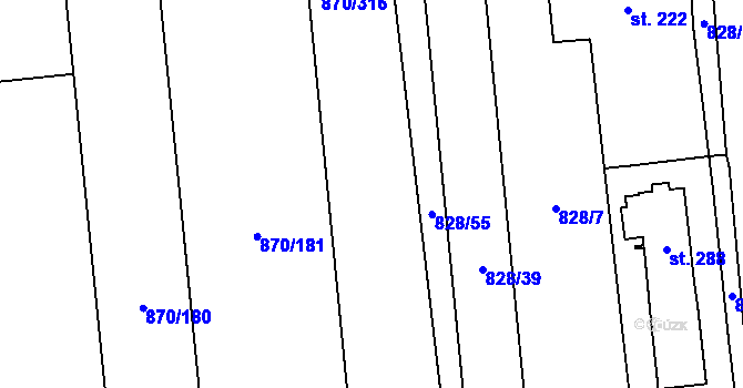 Parcela st. 870/182 v KÚ Louky nad Dřevnicí, Katastrální mapa