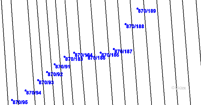 Parcela st. 870/186 v KÚ Louky nad Dřevnicí, Katastrální mapa
