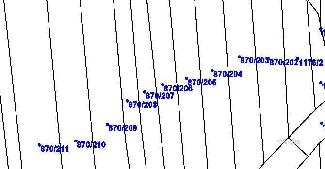 Parcela st. 870/206 v KÚ Louky nad Dřevnicí, Katastrální mapa