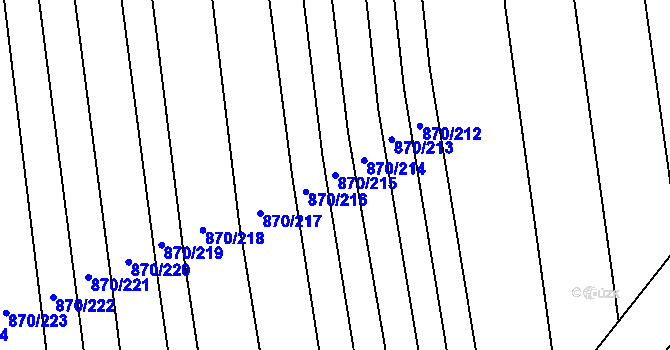 Parcela st. 870/215 v KÚ Louky nad Dřevnicí, Katastrální mapa