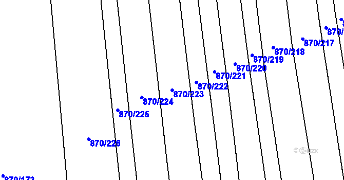 Parcela st. 870/223 v KÚ Louky nad Dřevnicí, Katastrální mapa