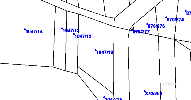 Parcela st. 1047/19 v KÚ Louky nad Dřevnicí, Katastrální mapa