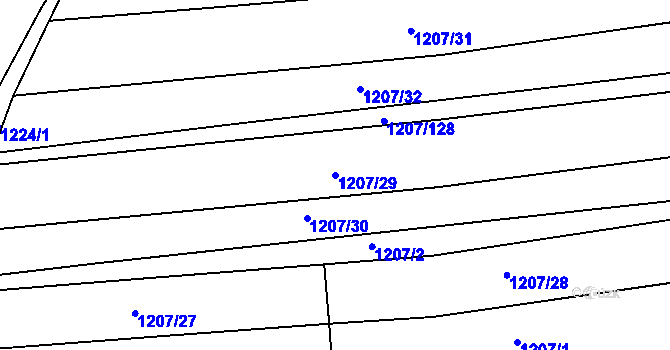 Parcela st. 1207/29 v KÚ Louky nad Dřevnicí, Katastrální mapa