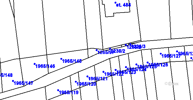 Parcela st. 1265/97 v KÚ Louky nad Dřevnicí, Katastrální mapa