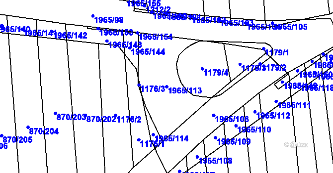 Parcela st. 1965/113 v KÚ Louky nad Dřevnicí, Katastrální mapa