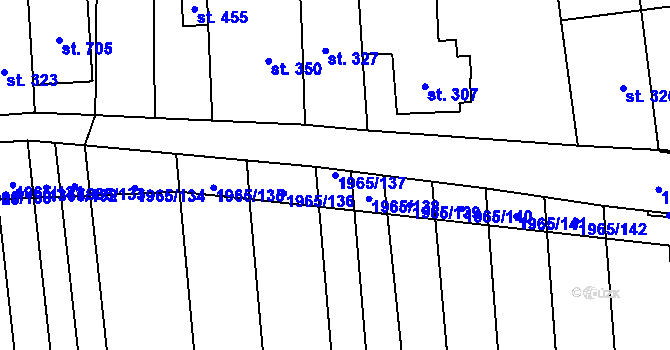Parcela st. 1965/137 v KÚ Louky nad Dřevnicí, Katastrální mapa