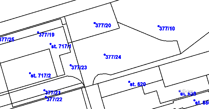 Parcela st. 377/24 v KÚ Louky nad Dřevnicí, Katastrální mapa