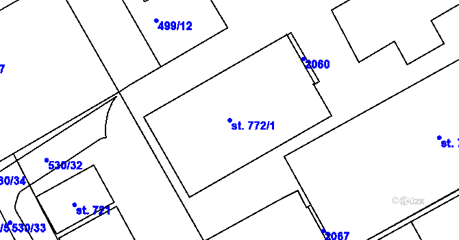 Parcela st. 772/1 v KÚ Louky nad Dřevnicí, Katastrální mapa