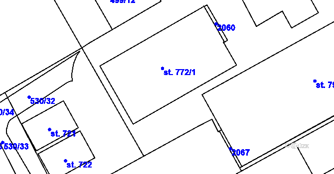 Parcela st. 772/2 v KÚ Louky nad Dřevnicí, Katastrální mapa