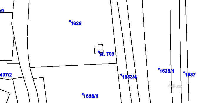 Parcela st. 709 v KÚ Louky nad Dřevnicí, Katastrální mapa