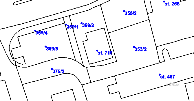 Parcela st. 710 v KÚ Louky nad Dřevnicí, Katastrální mapa