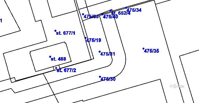 Parcela st. 475/31 v KÚ Louky nad Dřevnicí, Katastrální mapa