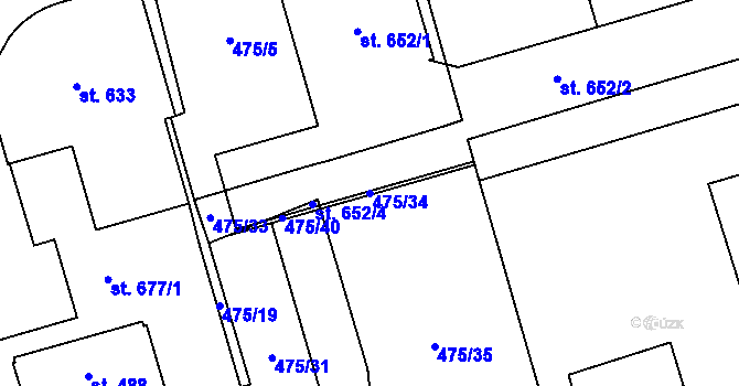 Parcela st. 475/34 v KÚ Louky nad Dřevnicí, Katastrální mapa