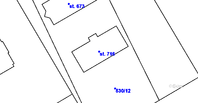 Parcela st. 716 v KÚ Louky nad Dřevnicí, Katastrální mapa