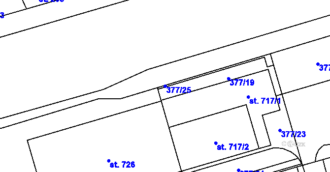 Parcela st. 377/25 v KÚ Louky nad Dřevnicí, Katastrální mapa